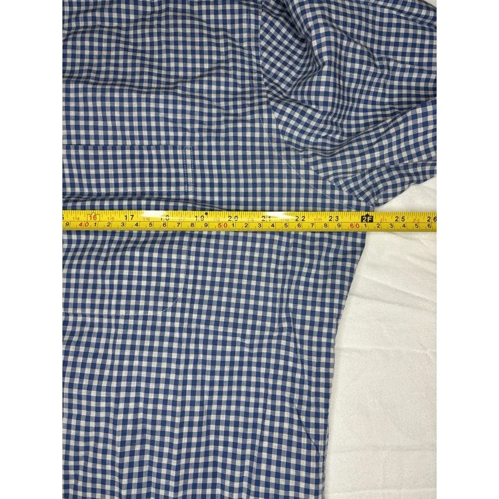Peter Millar Men's Large‎ Long Sleeve Button Down Gingham Check Shirt Blue White